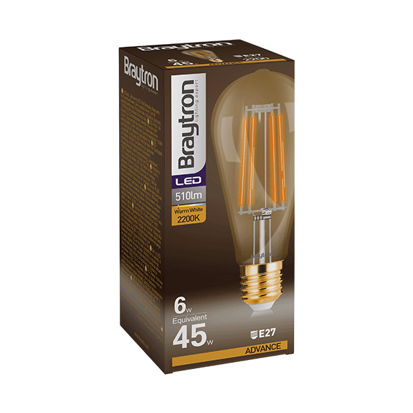 LED Leuchtmittel Filament E27 Kegel (ST64) 6 Watt | 510 Lumen | warmwei&szlig; (2200 K)