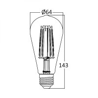 LED Leuchtmittel Filament E27 Kegel (ST64) 6 Watt warmweiß (2200 K)