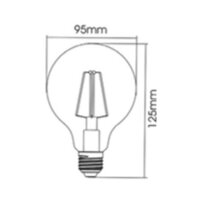 LED Leuchtmittel Filament E27 Kugel Globe (G95, 95mm Durchmesser) 4 Watt warmweiß (2200 K)