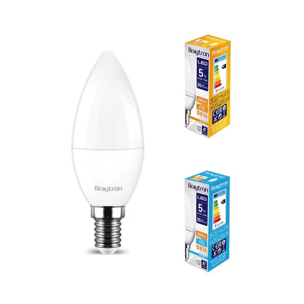 10er Sparpack | LED Leuchtmittel E14 Kerze C35 5 Watt | matt