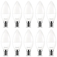 10er Sparpack | LED Leuchtmittel E14 Kerze C35 5 Watt | matt