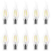 10er Sparpack | LED Leuchtmittel E14 Flamme C35T 4W...