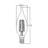 10er Sparpack | LED Leuchtmittel E14 Flamme C35T 4W Filament warmweiß (2700 K)