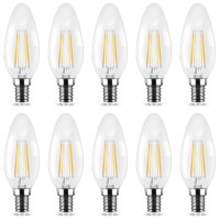 10er Sparpack | LED Leuchtmittel E14 Kerze C35 4W Filament warmweiß (2700 K)