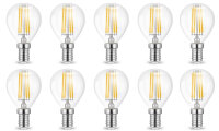 10er Sparpack | LED Leuchtmittel E14 Filament Kugel P45 4...