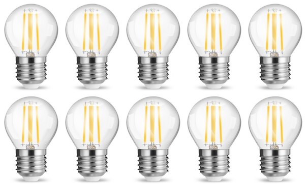 10er Sparpack | LED Leuchtmittel Filament E27 Kugel 4...