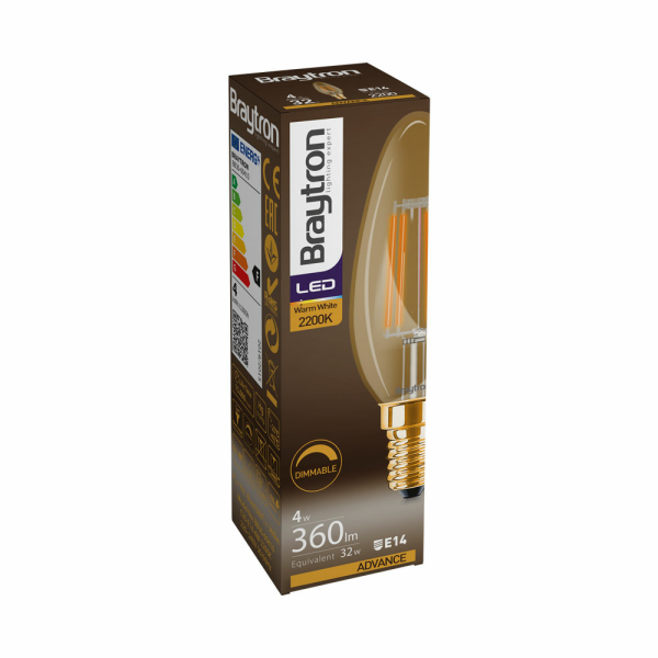 INCANTO = 40W 3000K Glühbirne Lampe E14 LED Filament Kerze matt C35-4W