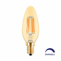 10er Sparpack | LED Leuchtmittel E14 Kerze | Bernstein | C35 4W Filament | dimmbar warmweiß (2200 K)