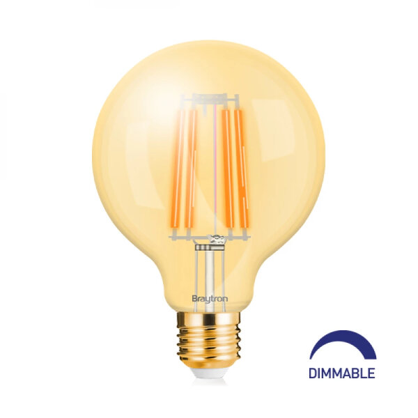 LED Leuchtmittel Filament Bernstein E27 Kugel Globe (G95, 95mm Durchmesser) 6 Watt | dimmbar warmweiß (2200 K)