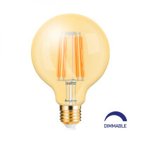 LED Leuchtmittel Filament E27 Kugel Globe (G95, 95mm Durchmesser) 6 Watt | dimmbar warmweiß (2200 K)