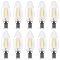 10er Sparpack | LED Leuchtmittel E14 Kerze | klar | C35...