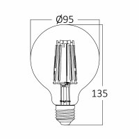 LED Leuchtmittel Filament E27 Kugel Globe (G95, 95mm Durchmesser) 7 Watt | dimmbar warmweiß (2700 K)