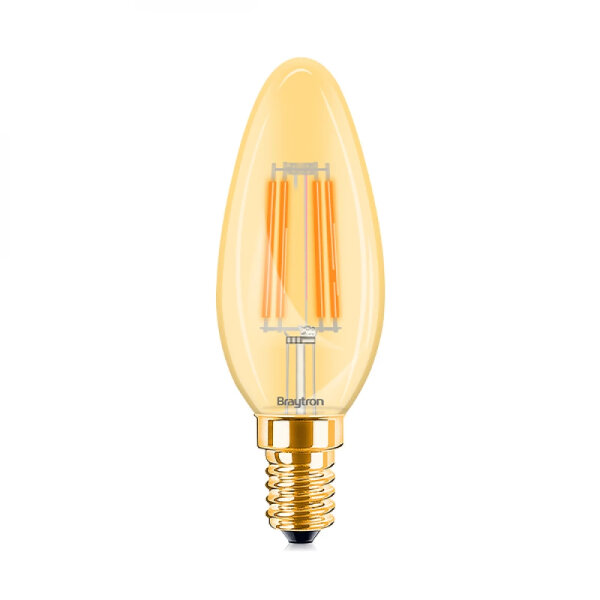 LED Leuchtmittel E14 Filament Kerze | Bernstein | C35 4W | 360 Lumen | warmwei&szlig; (2200 K)