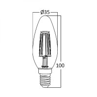 LED Leuchtmittel E14 Filament Kerze | Bernstein | C35 4W | 360 Lumen | warmweiß (2200 K)