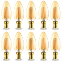 10er Sparpack | LED Leuchtmittel E14 Kerze | Bernstein |...