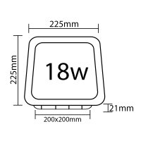 LED Panel Einbauleuchte rechteckig 18 Watt | 22,5 x 22,5cm (21 cm Deckenausschnitt) | IP20 | kaltweiß (6500 K)