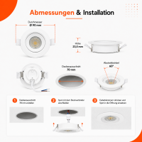LED Einbauspot Einbaustrahler 7W weiß rund IP40 schwenkbar dimmbar Ø 7,0 cm (deckenausschnitt)