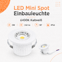 LED Einbauspot Minispot 3W IP54 rund weiß/schwarz/gold/silber Ø 3,5 cm (deckenausschnitt)