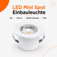 LED Einbauspot Minispot 3W IP54 rund...