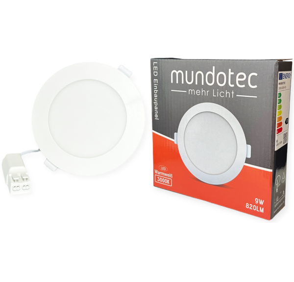LED Panel Einbauleuchte rund 9W IP40 Ø 13,0 cm (deckenausschnitt) warmweiß (3000 K)