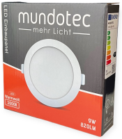 LED Panel Einbauleuchte rund 9W IP40 Ø 13,0 cm (deckenausschnitt) warmweiß (3000 K)
