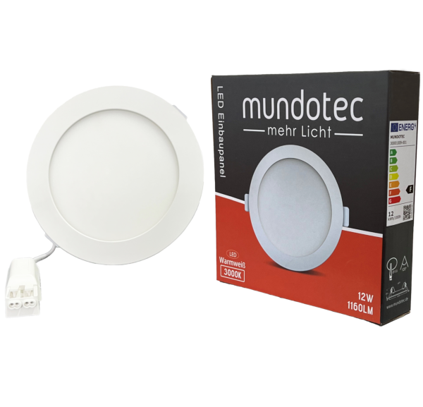LED Panel Einbauleuchte rund 12W IP40 Ø 15,5 cm (deckenausschnitt) warmweiß (3000 K)