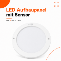 LED Aufbauleuchte Deckenleuchte rund 18 Watt IP20 mit Sensor