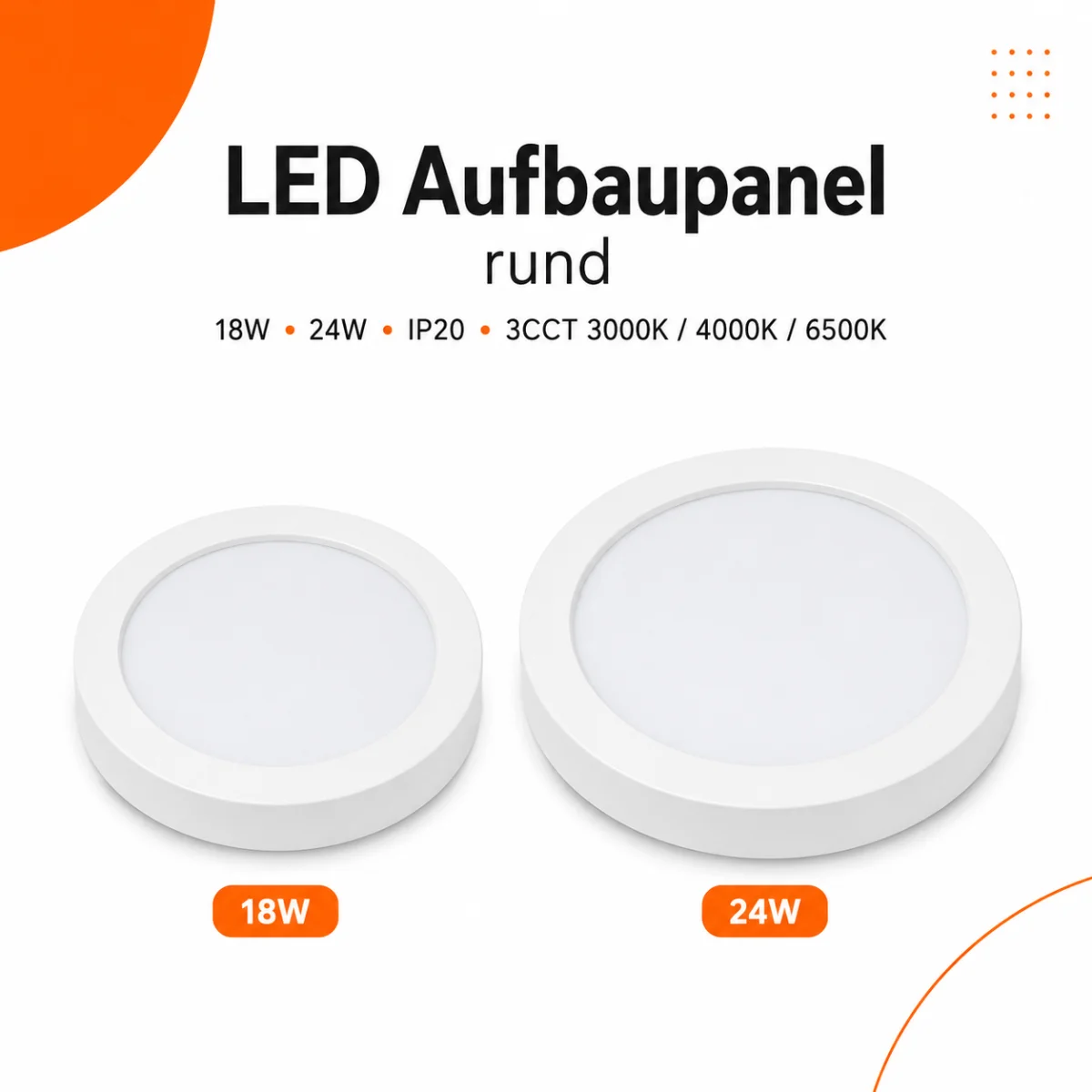LED Aufbauleuchte Deckenleuchte rund IP20 CCT...