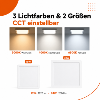LED Aufbauleuchte Deckenleuchte eckig IP20 CCT 3000K/4000K/6500K