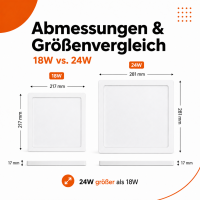 LED Aufbauleuchte Deckenleuchte eckig IP20 CCT 3000K/4000K/6500K