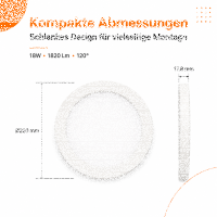 LED Aufbauleuchte Deckenleuchte 18 Watt rund IP20 CCT 3000K/4000K/6500K