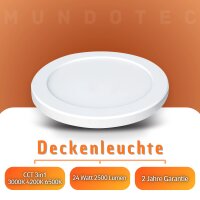 LED Aufbauleuchte Deckenleuchte 24 Watt rund IP20 CCT 3000K/4000K/6500K