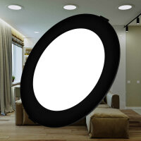 LED Panel Einbauleuchte rund 18W | Dimmbar | IP40 Ø 20,5 cm (deckenausschnitt) | schwarz neutralweiß (4000 K)