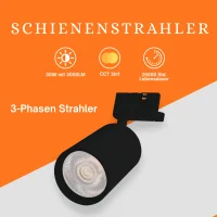 LED Schienen-Strahler | 30W | schwarz | CCT | 3 Phasen