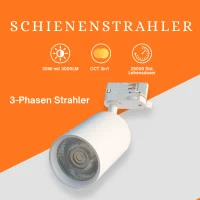 LED Schienen-Strahler | 30W | weiß | CCT | 3 Phasen