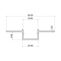 LED-Aluminiumprofil 2m | Unterputz breit | silber