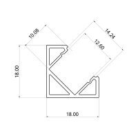 LED-Aluminiumprofil 2m | Eck Aufbau | silber