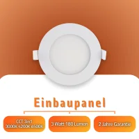 LED Panel Einbauleuchte rund 3W IP20 Ø 7,5 cm |...