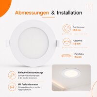 LED Panel Einbauleuchte rund 6W IP20 Ø 11,5 cm | CCT (warmweiß 3000K, neutralweiß 4200K, kaltweiß 6400K)