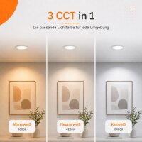 LED Panel Einbauleuchte rund 6W IP20 Ø 11,5 cm | CCT (warmweiß 3000K, neutralweiß 4200K, kaltweiß 6400K)