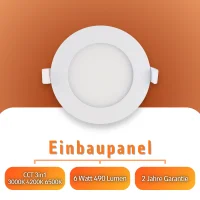 LED Panel Einbauleuchte rund 6W IP20 Ø 11,5 cm |...