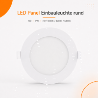LED Panel Einbauleuchte rund 9W IP20 Ø 13,0 cm |...