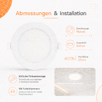 LED Panel Einbauleuchte rund 9W IP20 Ø 13,0 cm |...