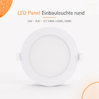 LED Panel Einbauleuchte rund 12W IP20 Ø 15,5 cm |...