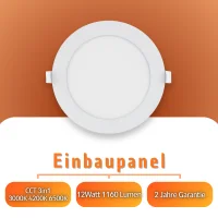 LED Panel Einbauleuchte rund 12W IP20 Ø 15,5 cm |...