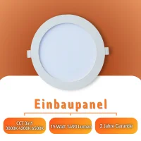 LED Panel Einbauleuchte rund 15W IP20 Ø 18,5 cm |...