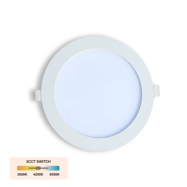 LED Panel Einbauleuchte rund 18W IP20 Ø 21,0 cm | CCT (warmweiß 3000K, neutralweiß 4200K, kaltweiß 6400K)