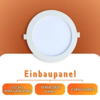LED Panel Einbauleuchte rund 18W IP20 Ø 21,0 cm |...
