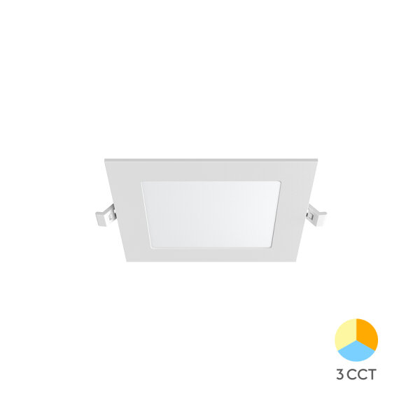LED Panel Einbauleuchte rechteckig 6W | 13 x 13 cm (11,5 cm Deckenausschnitt) | IP20 | CCT (warmweiß 3000K, neutralweiß 4200k, kaltweiß 6400K)