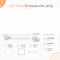 LED Panel Einbauleuchte rechteckig 6W | 13 x 13 cm (11,5 cm Deckenausschnitt) | IP20 | CCT (warmweiß 3000K, neutralweiß 4200k, kaltweiß 6400K)